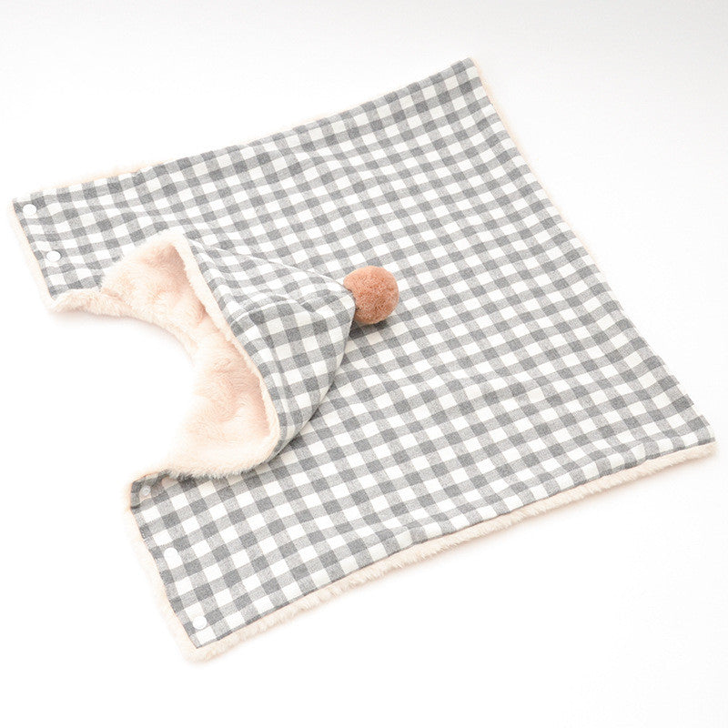 HKM-4810557 Cozy Pet Blanket Sleeping Bag in Pink, Green, Blue, and Gray Grids