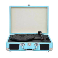 HKM-481107 Portable Retro Vinyl LP Turntable Suitcase with Cassette Player