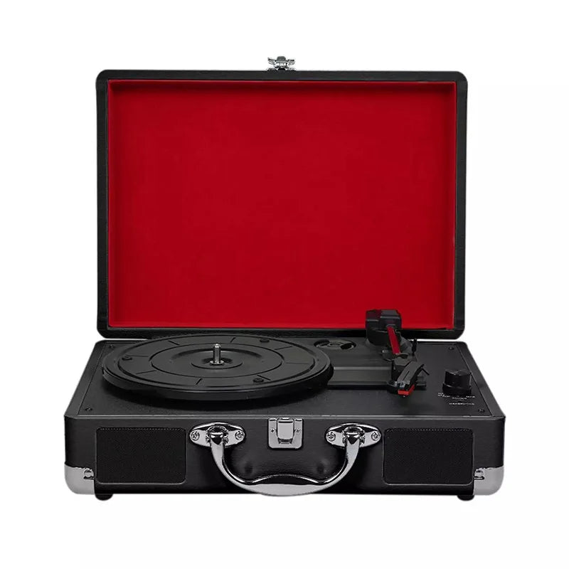 HKM-481107 Portable Retro Vinyl LP Turntable Suitcase with Cassette Player