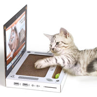 HKM-4812349 Cute Cat Scratch Board in Computer Shape, Corrugated Material, 34x4x29 cm