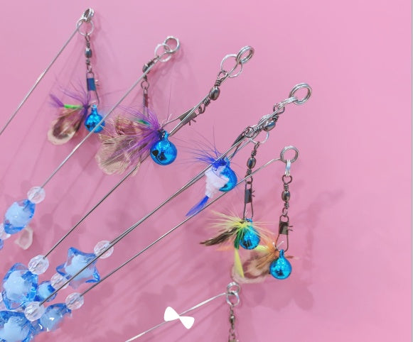 HKM-4812989 Telescopic Cat Play Toy with Flying Insects and Long Bells