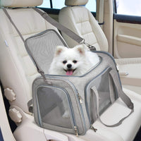 HKM-4813629 Pet Carrier for Small to Medium Animals, Soft-Sided & Collapsible Travel Bag, Airline Approved, Holds Up to 15 lbs, Grey