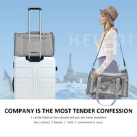 HKM-4813629 Pet Carrier for Small to Medium Animals, Soft-Sided & Collapsible Travel Bag, Airline Approved, Holds Up to 15 lbs, Grey