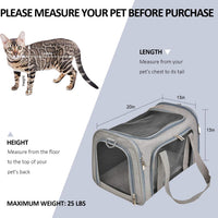 HKM-4813629 Pet Carrier for Small to Medium Animals, Soft-Sided & Collapsible Travel Bag, Airline Approved, Holds Up to 15 lbs, Grey