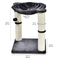 HKM-4813757 Cat Climbing Frame with Integrated Hammock and Sisal Pillar - Plush Material, Black