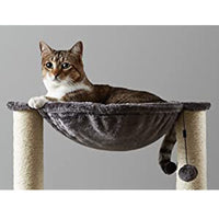 HKM-4813757 Cat Climbing Frame with Integrated Hammock and Sisal Pillar - Plush Material, Black