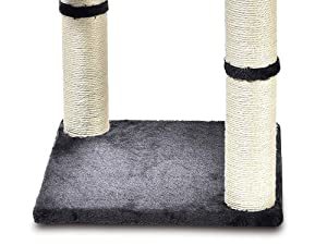 HKM-4813757 Cat Climbing Frame with Integrated Hammock and Sisal Pillar - Plush Material, Black