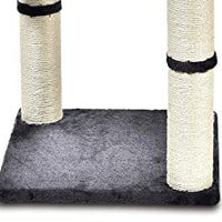 HKM-4813757 Cat Climbing Frame with Integrated Hammock and Sisal Pillar - Plush Material, Black