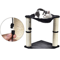 HKM-4813757 Cat Climbing Frame with Integrated Hammock and Sisal Pillar - Plush Material, Black