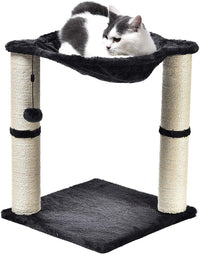 HKM-4813757 Cat Climbing Frame with Integrated Hammock and Sisal Pillar - Plush Material, Black
