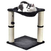 HKM-4813757 Cat Climbing Frame with Integrated Hammock and Sisal Pillar - Plush Material, Black
