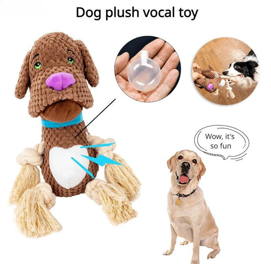 HKM-4814781 Interactive Bite-Resistant Plush Dog Toy with Cotton Rope for Teeth Grinding and Training