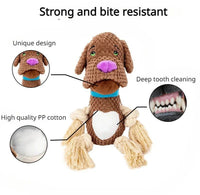 HKM-4814781 Interactive Bite-Resistant Plush Dog Toy with Cotton Rope for Teeth Grinding and Training