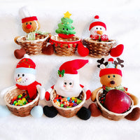 HKM-481555 Christmas Themed Storage Basket - Santa, Snowman, Elk Designs in Bamboo and Cloth