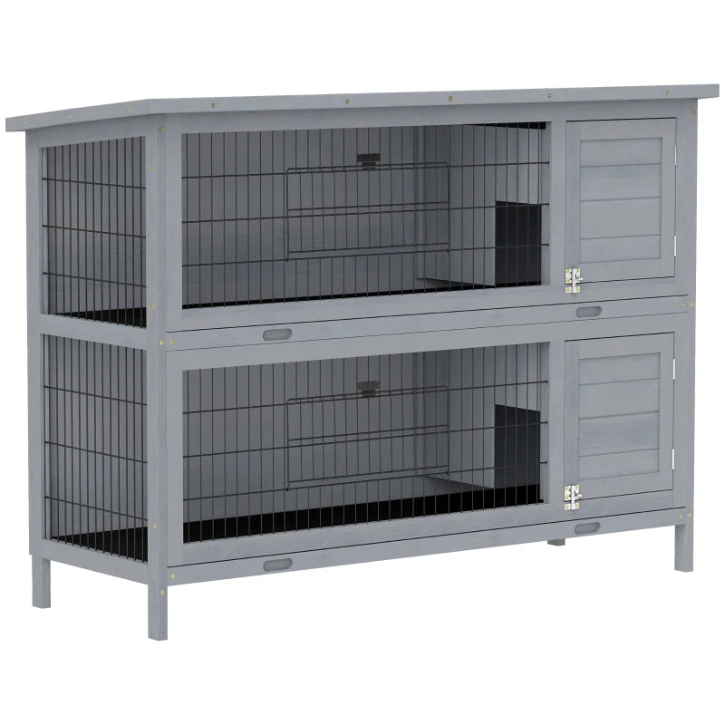 HKM-4815805 Large 2-Story Rabbit Hutch with Lockable Doors and Removable Trays for Easy Cleaning