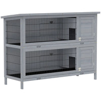 HKM-4815805 Large 2-Story Rabbit Hutch with Lockable Doors and Removable Trays for Easy Cleaning