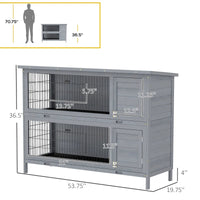 HKM-4815805 Large 2-Story Rabbit Hutch with Lockable Doors and Removable Trays for Easy Cleaning