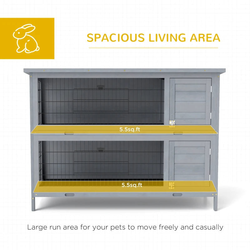 HKM-4815805 Large 2-Story Rabbit Hutch with Lockable Doors and Removable Trays for Easy Cleaning