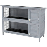 HKM-4815805 Large 2-Story Rabbit Hutch with Lockable Doors and Removable Trays for Easy Cleaning