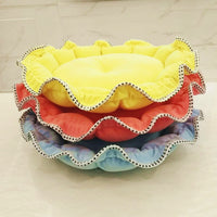 HKM-4816189 Cozy Yellow Bud-Shaped Polar Fleece Dog Bed for Small Pets