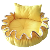HKM-4816189 Cozy Yellow Bud-Shaped Polar Fleece Dog Bed for Small Pets