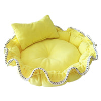HKM-4816189 Cozy Yellow Bud-Shaped Polar Fleece Dog Bed for Small Pets