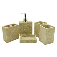 HKM-481683 Resin Bathroom Set with Toothpaste, Soap, and Lotion Dispensers - Custom Size Available
