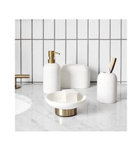 HKM-481683 Resin Bathroom Set with Toothpaste, Soap, and Lotion Dispensers - Custom Size Available
