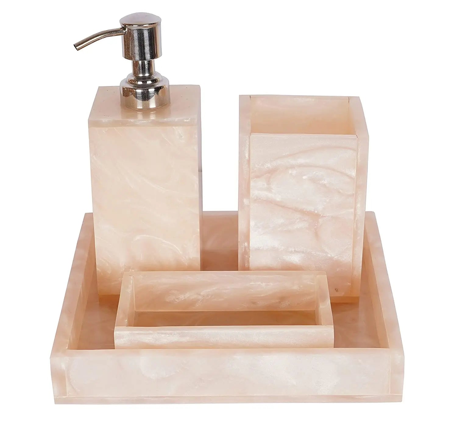 HKM-481683 Resin Bathroom Set with Toothpaste, Soap, and Lotion Dispensers - Custom Size Available