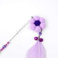 HKM-4816957 Cat Toy with Plush and Feather, 25cm Grip, 18cm Fringe, Steel Wire 13cm