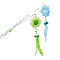HKM-4816957 Cat Toy with Plush and Feather, 25cm Grip, 18cm Fringe, Steel Wire 13cm