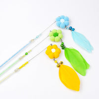 HKM-4816957 Cat Toy with Plush and Feather, 25cm Grip, 18cm Fringe, Steel Wire 13cm