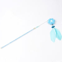 HKM-4816957 Cat Toy with Plush and Feather, 25cm Grip, 18cm Fringe, Steel Wire 13cm