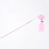 HKM-4816957 Cat Toy with Plush and Feather, 25cm Grip, 18cm Fringe, Steel Wire 13cm