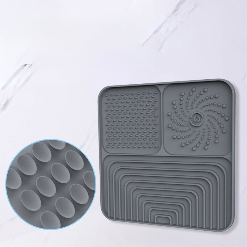 HKM-4818109 Silicone Slow Food Mat for Dogs and Cats, Anti-Choking Licking Pad with Suction Cups, Square Design