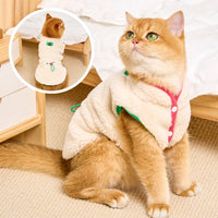 HKM-4818493 Cozy Lambswool Cat Vest with Stylish Edges in White Pink and Blue Green