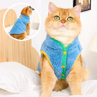 HKM-4818493 Cozy Lambswool Cat Vest with Stylish Edges in White Pink and Blue Green