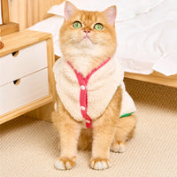 HKM-4818493 Cozy Lambswool Cat Vest with Stylish Edges in White Pink and Blue Green