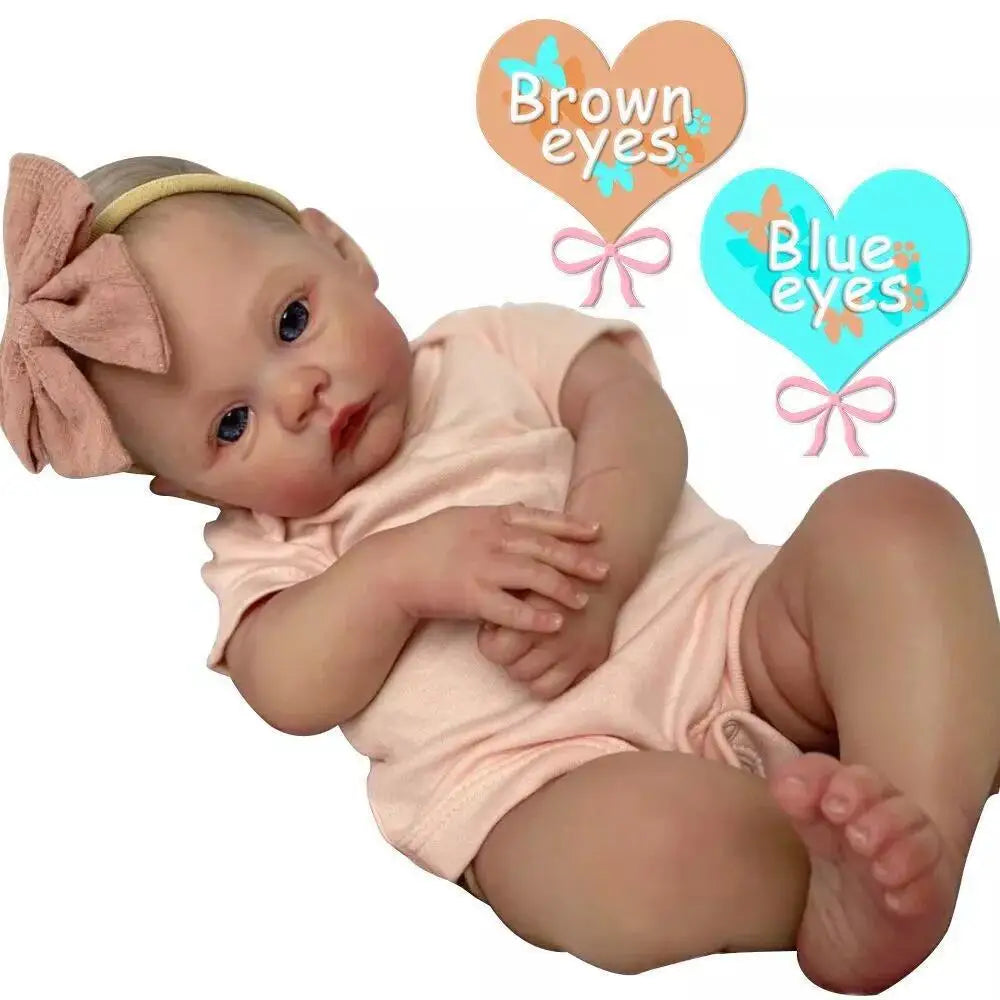 HKM-481939 Lifelike Silicone Reborn Baby Doll - Realistic Handmade Newborn Toy for Girls Ages 0-14 Years
