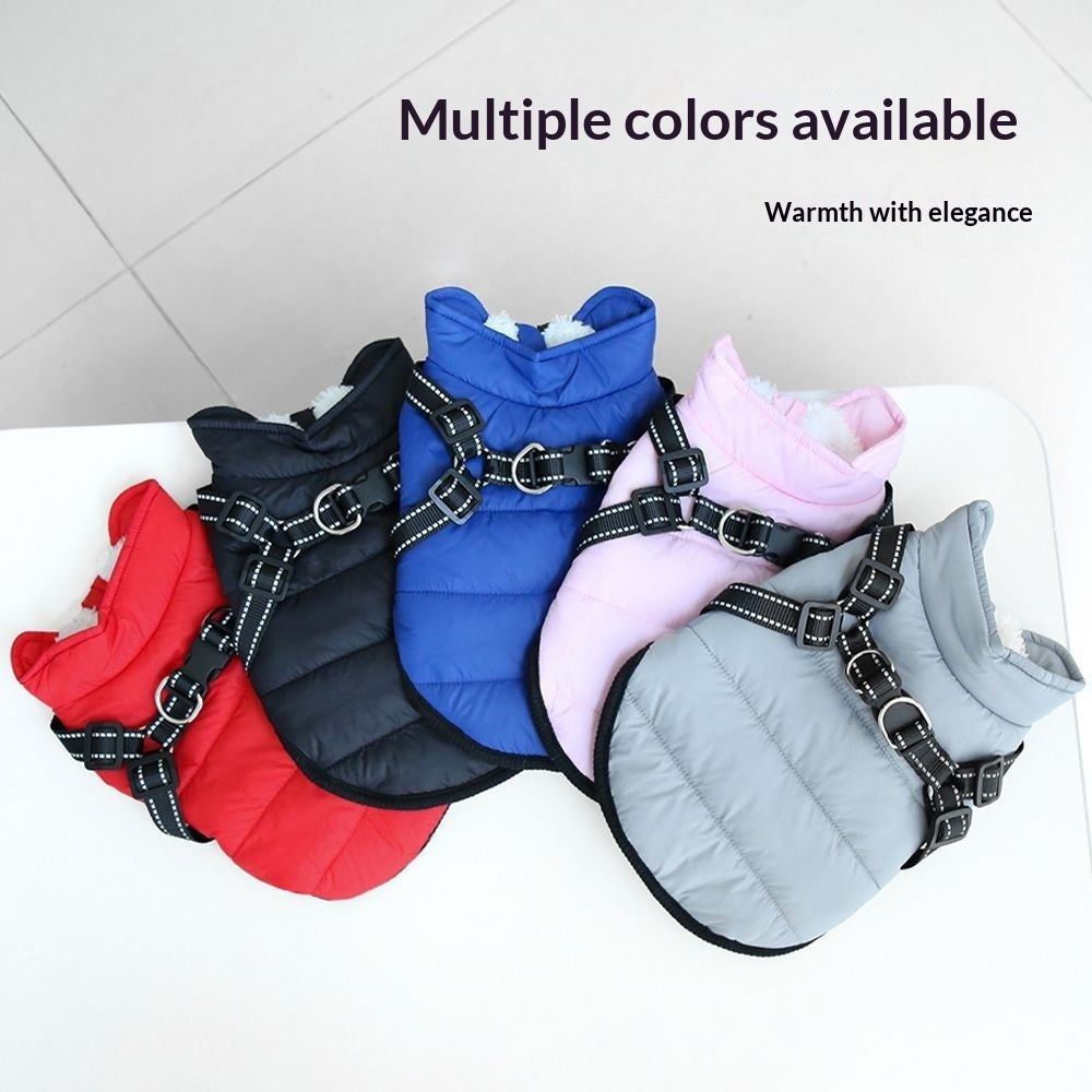 HKM-4819517 Insulated Fleece-lined Dog Vest with Zippers for Comfortable Winter Wear