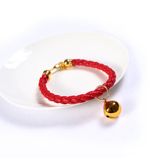 HKM-4819901 Adjustable PU Leather Pet Collar with Bell - Sizes S (20-25 cm) and M (25-30 cm)
