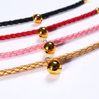 HKM-4819901 Adjustable PU Leather Pet Collar with Bell - Sizes S (20-25 cm) and M (25-30 cm)