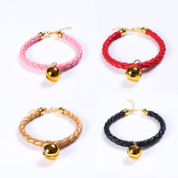 HKM-4819901 Adjustable PU Leather Pet Collar with Bell - Sizes S (20-25 cm) and M (25-30 cm)