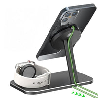 HKM-482131 Wireless Charging Station Stand for iPhone 12/12 Pro/12 Pro Max/Mini and i-Watch with Enhanced Magnetic Dock
