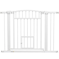 HKM-4821565 Extra Wide Adjustable Dog Gate with Cat Door and Extension Kits for Stairs and Doorways