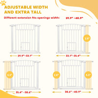 HKM-4821565 Extra Wide Adjustable Dog Gate with Cat Door and Extension Kits for Stairs and Doorways