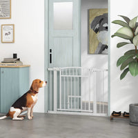 HKM-4821565 Extra Wide Adjustable Dog Gate with Cat Door and Extension Kits for Stairs and Doorways