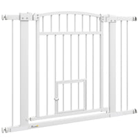 HKM-4821565 Extra Wide Adjustable Dog Gate with Cat Door and Extension Kits for Stairs and Doorways