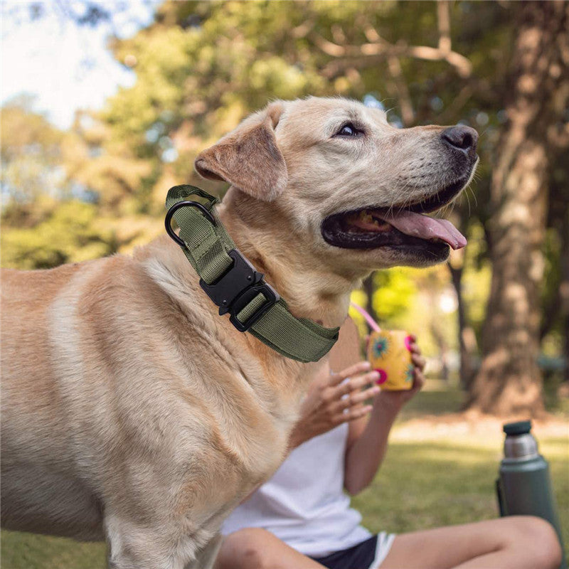 HKM-4821693 Personalized Monochrome Tactical Dog Collar ¨C Durable Nylon, Adjustable Sizes: M, L, XL