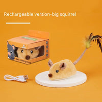 HKM-4822717 Rechargeable Plush Smart Mouse Cat Toy with Simulation Sounds for Boredom Relief